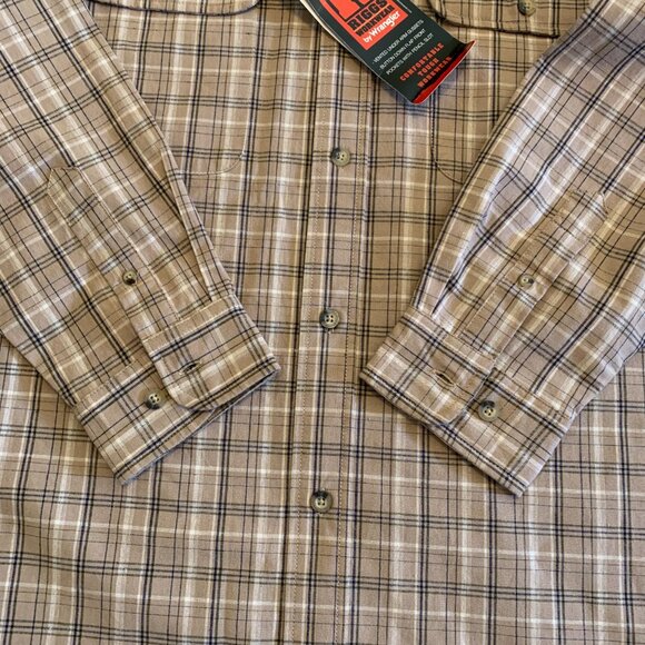 Wrangler Riggs Workwear Shirt Men's XL Tan Plaid Long Sleeve - Picture 5 of 14